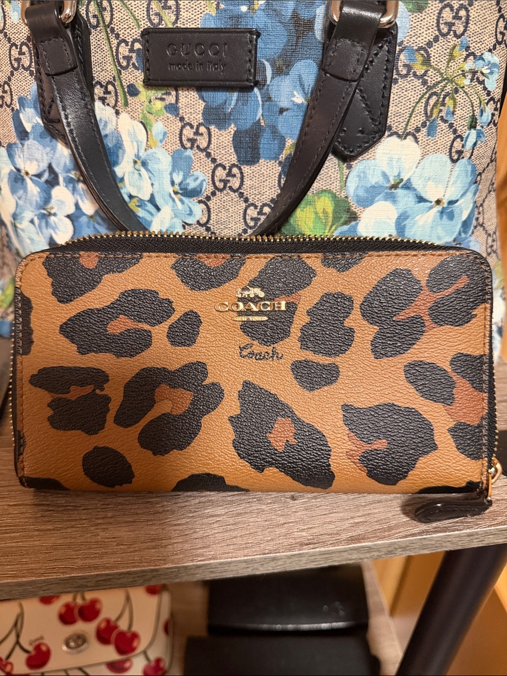 Coach Leopard-Print Zip Wallet in Brown and Black